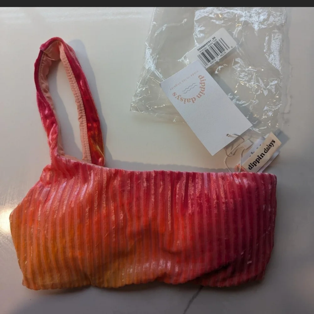 Pink and Orange One Shoulder Bikini Top